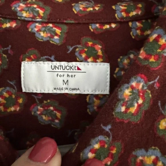 UNTUCKit Burgundy Patterned Long Sleeve Dress - Picture 5 of 6